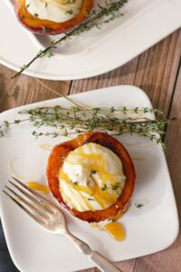 Pan fried peach with mascarpone