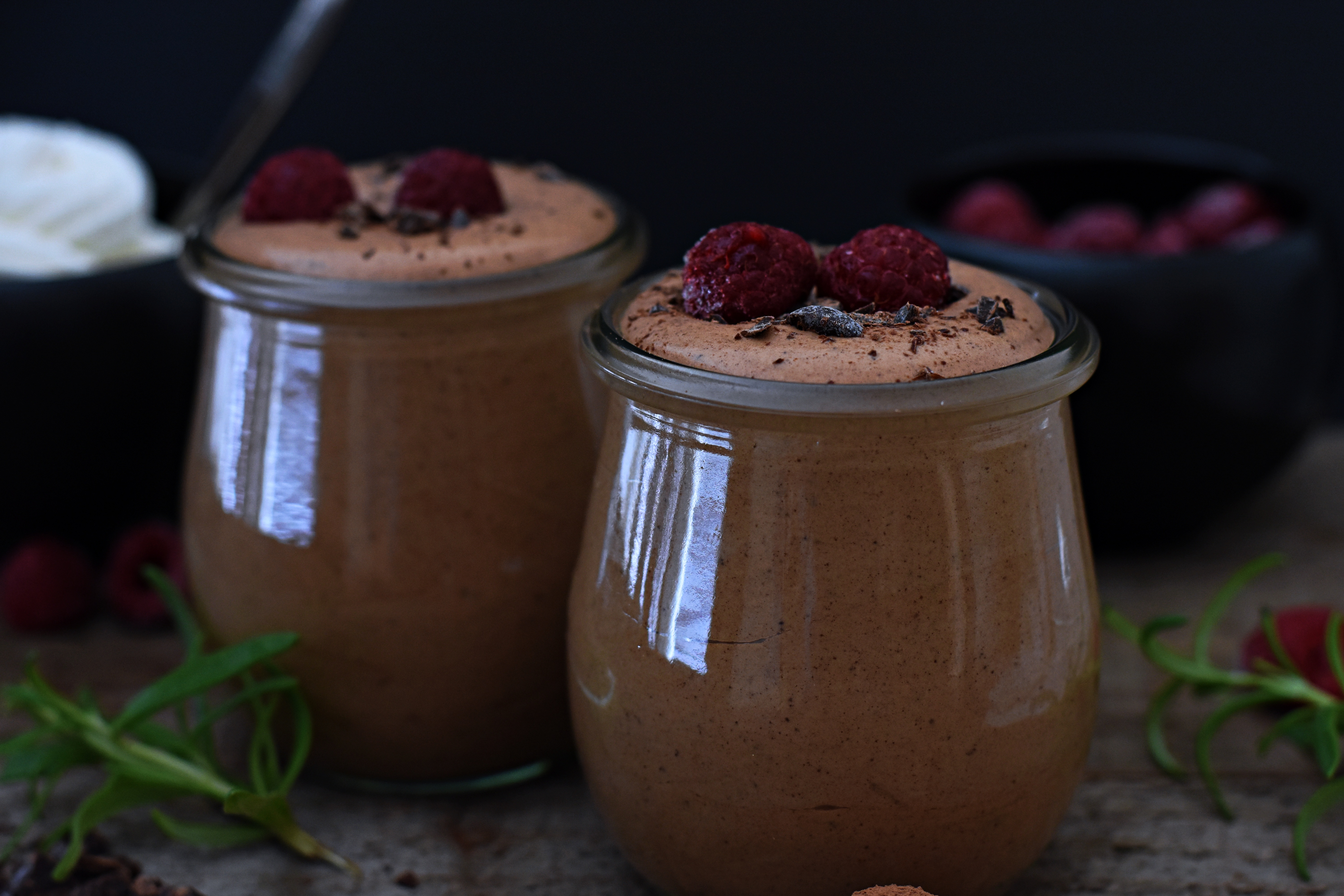 Chocolate mousse with homemade whipped cream