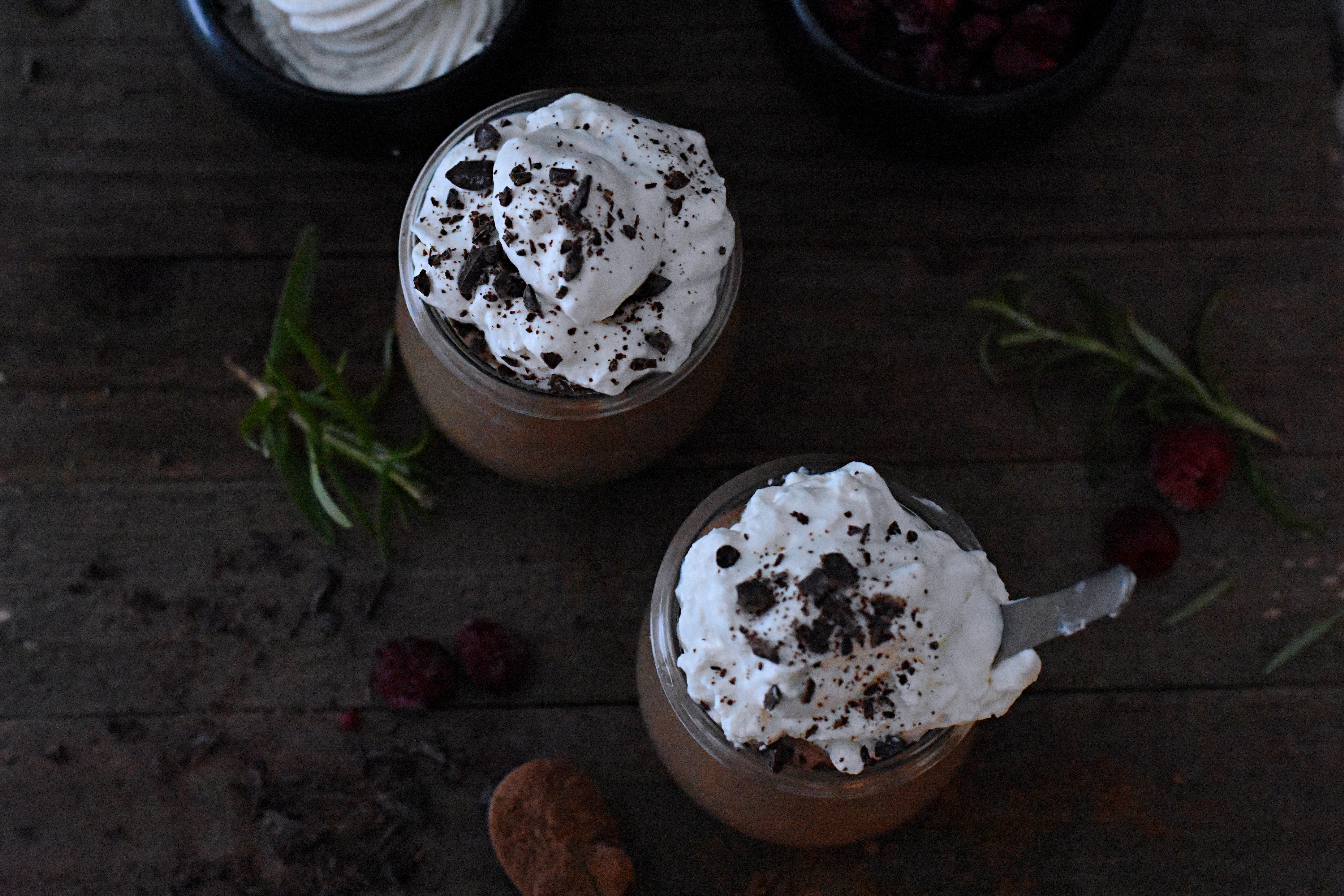 Chocolate mousse with homemade whipped cream