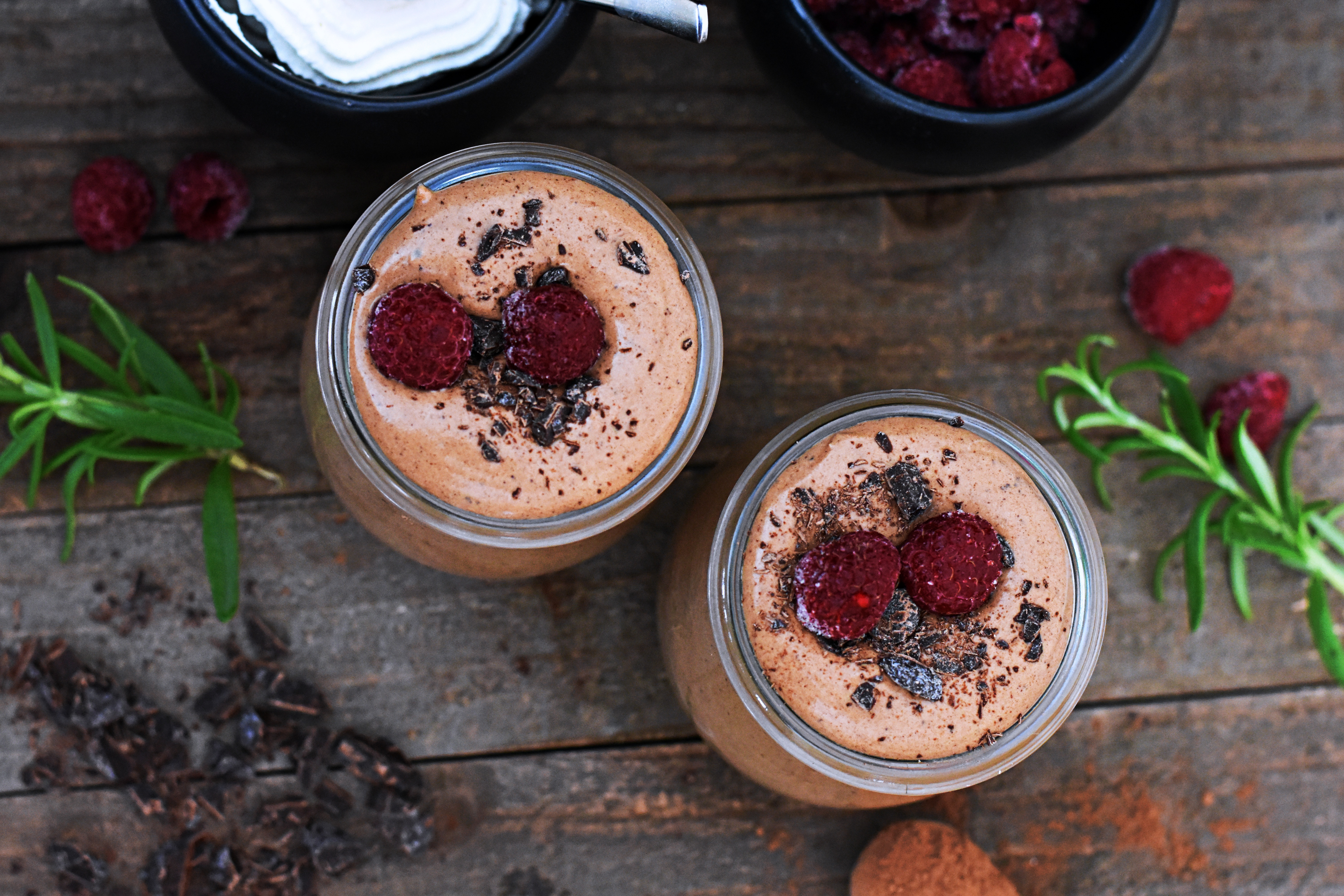 Chocolate mousse with homemade whipped cream