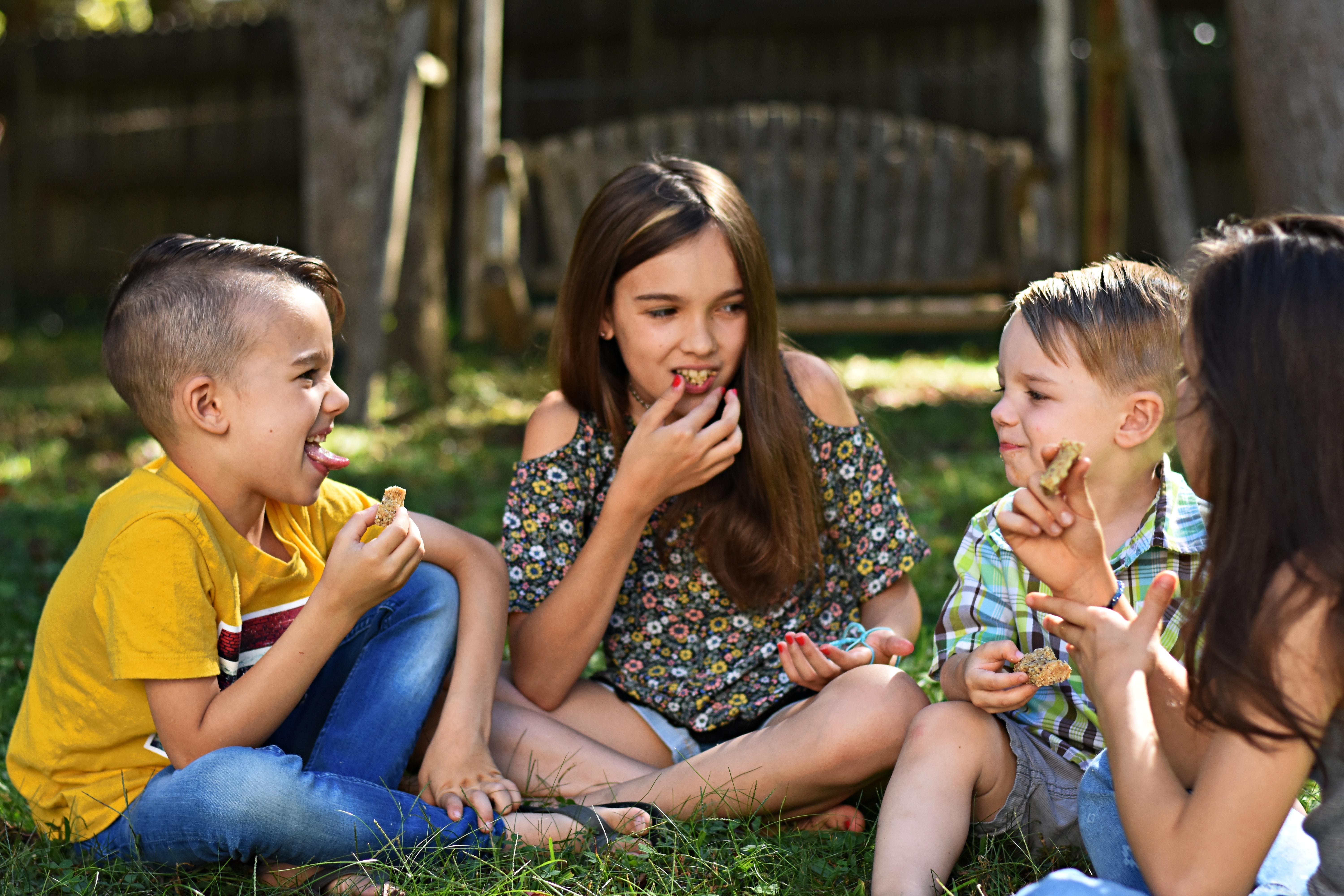 kids eating Easy Raw Protein Granola bars