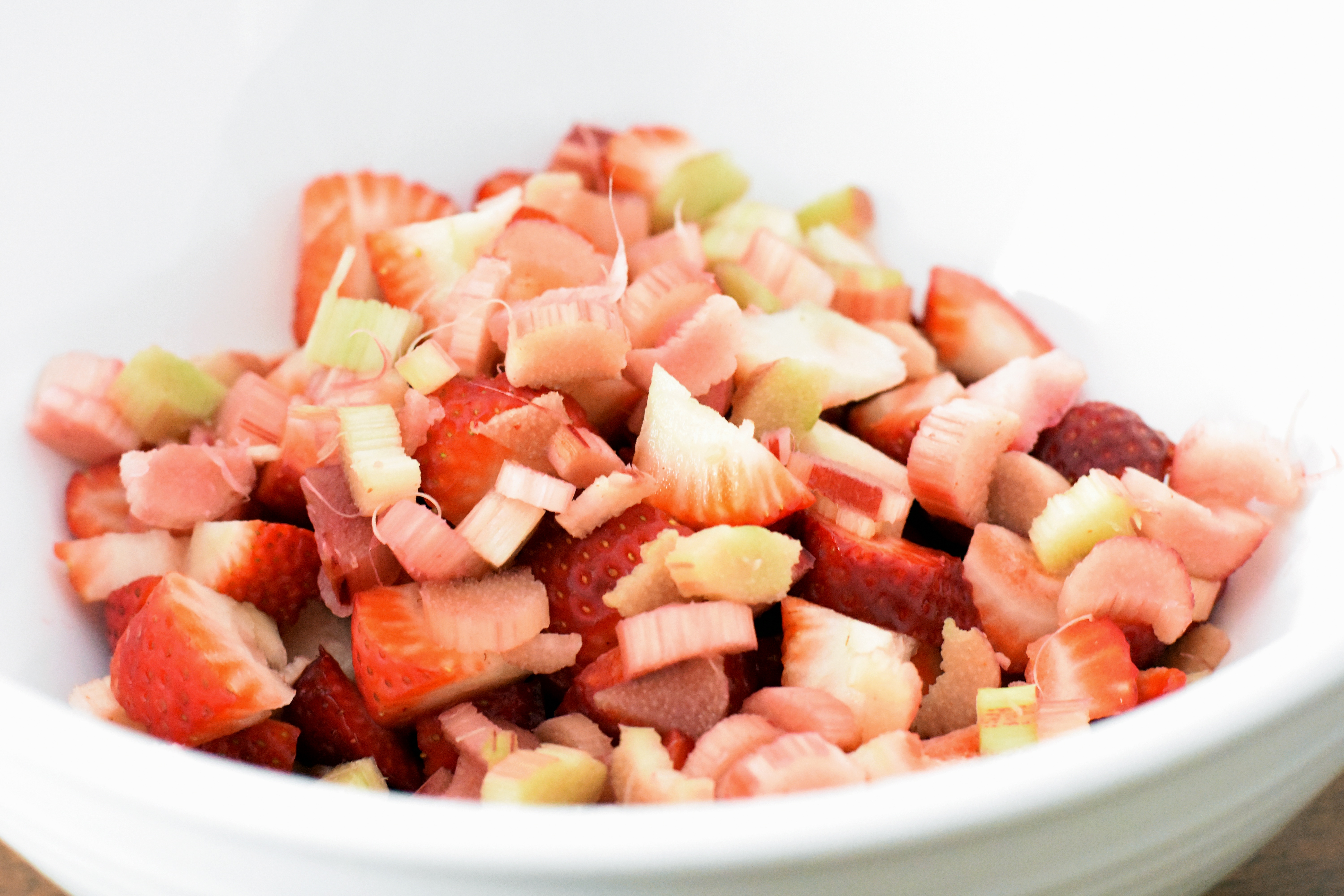 Making strawberry rhubarb pie