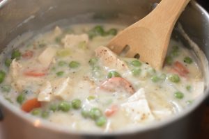 making chicken pot pie