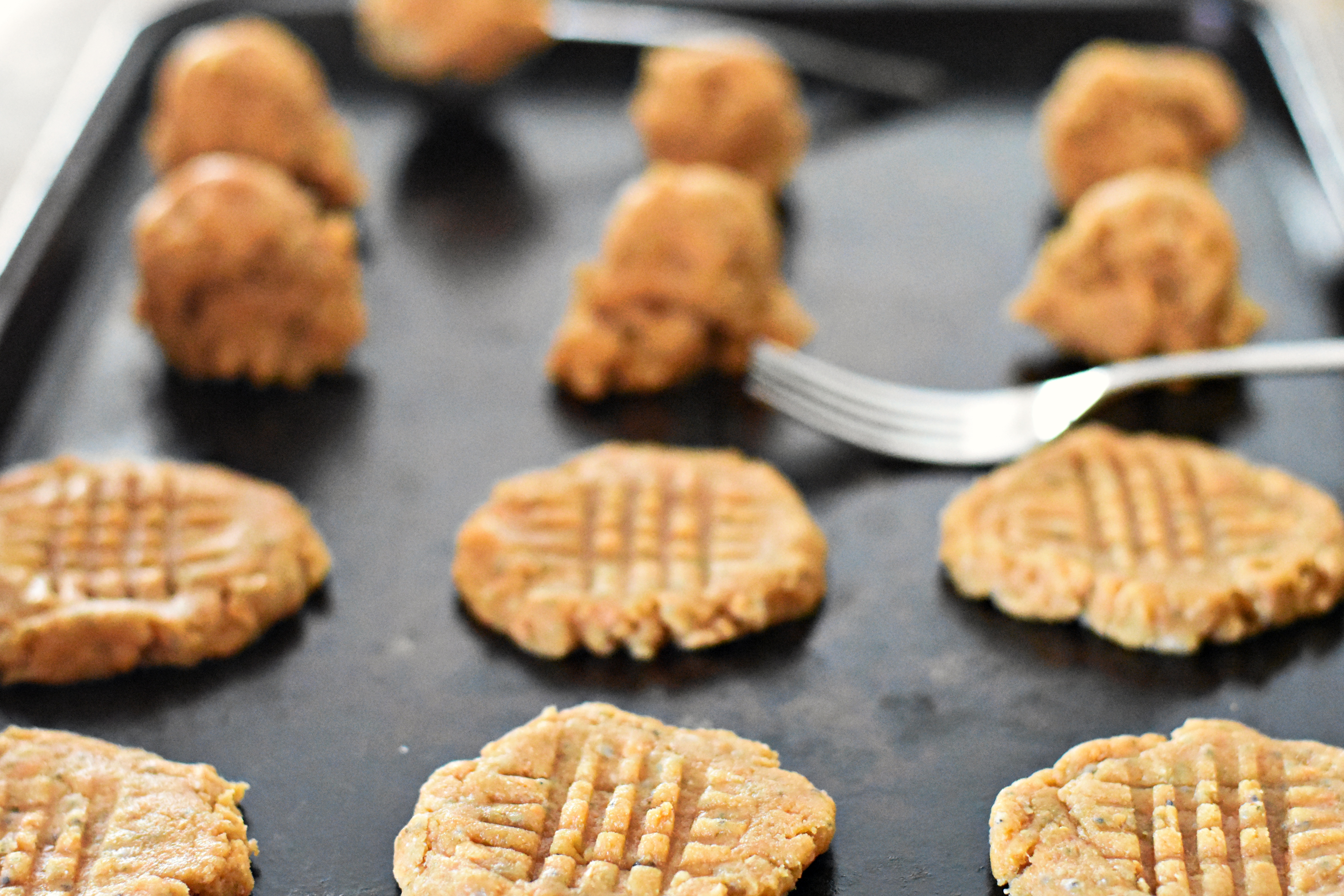 making peanut butter cookies