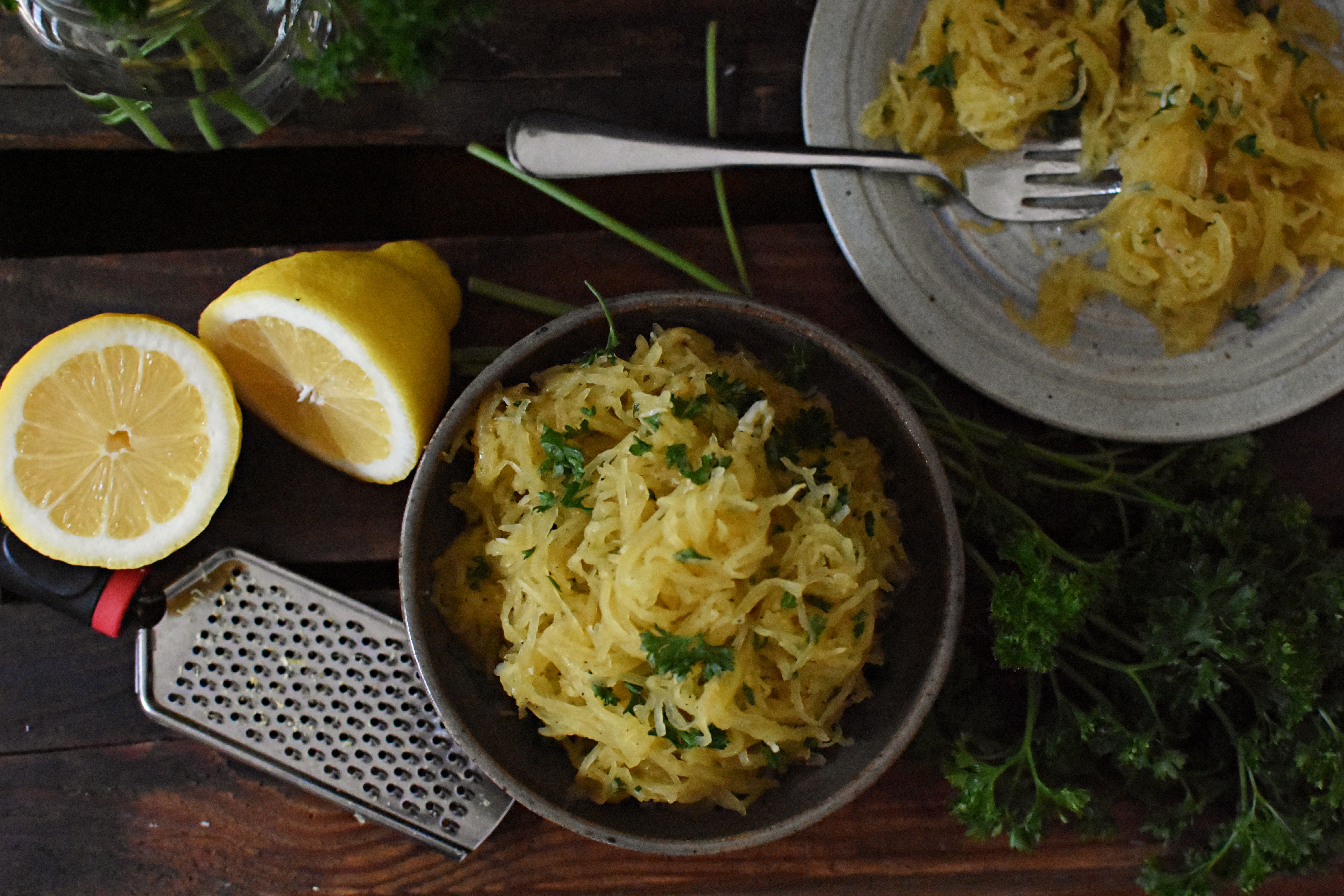 Lemon Garlic Butter Spaghetti Squash