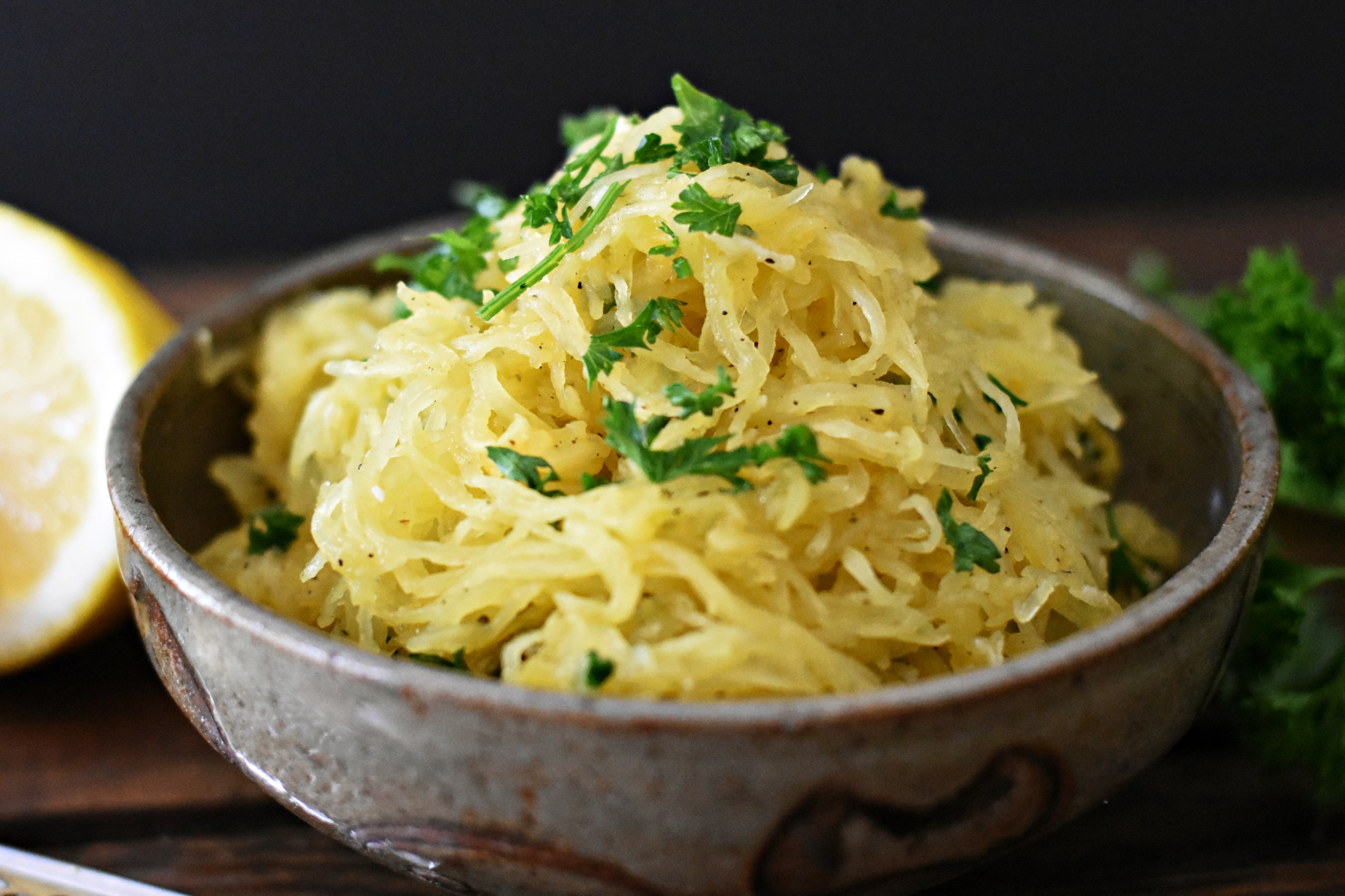 Lemon Garlic Butter Spaghetti Squash