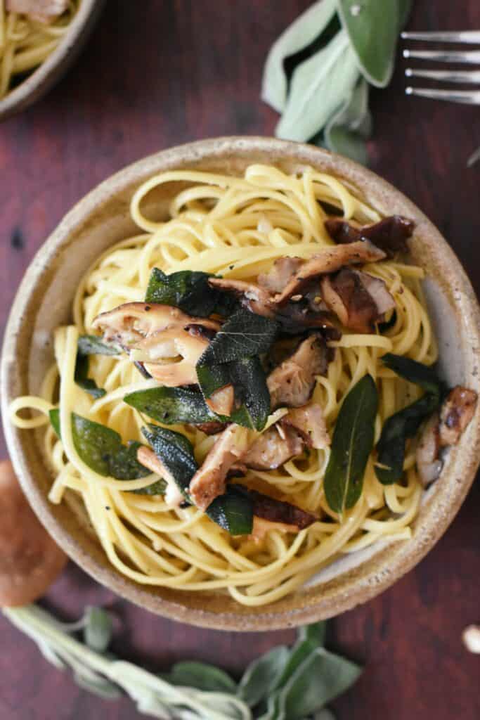 Brown Butter & Sage Pasta with mushrooms