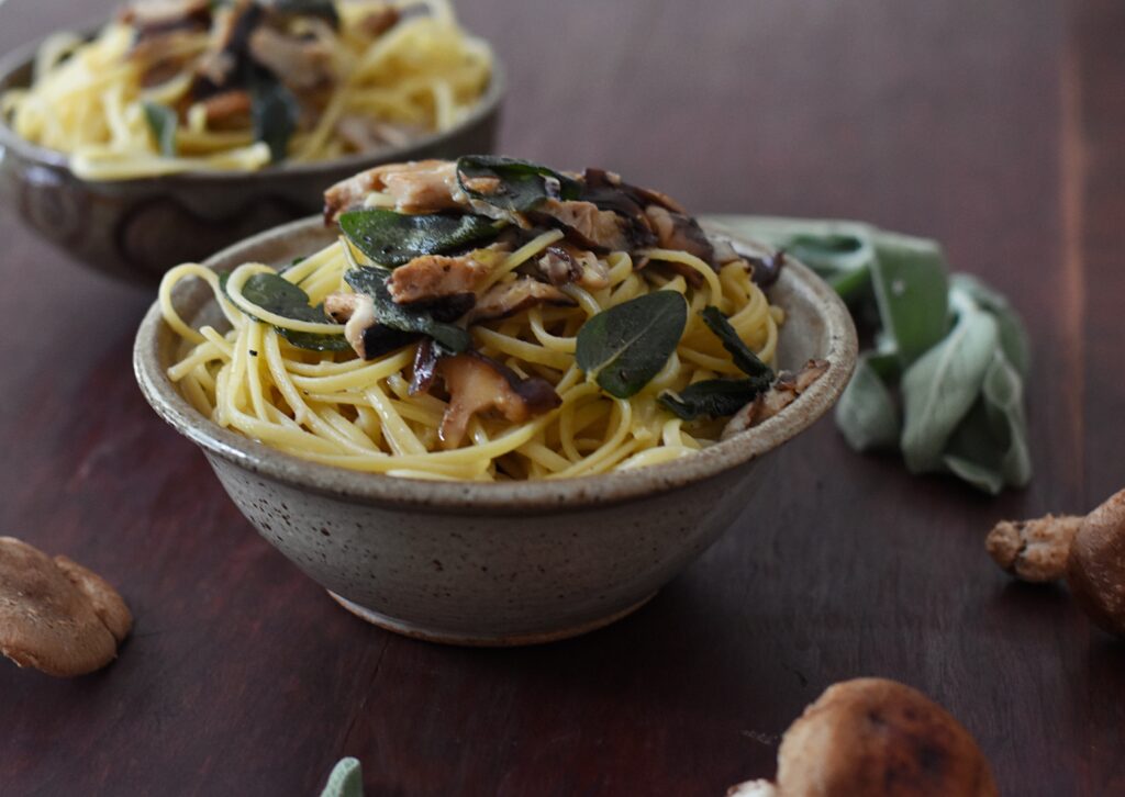 Brown Butter & Sage Pasta with mushrooms