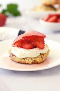 making homemade strawberry shortcake