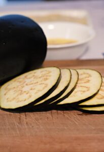 Making eggplant sandwiches