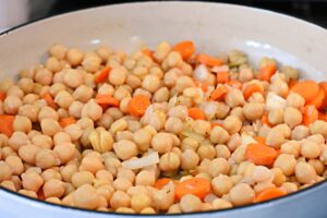 making chickpea curry