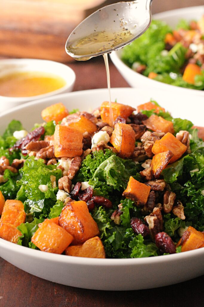 Winter Kale Salad with Maple Thyme Vinaigrette