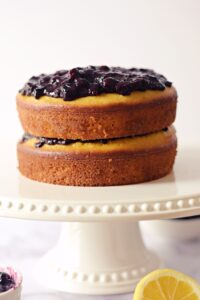 making blueberry lemon cake