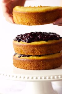 making blueberry lemon cake