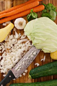 making vegetable soup