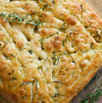 no-knead herbed focaccia