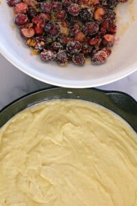 making cranberry skillet cake